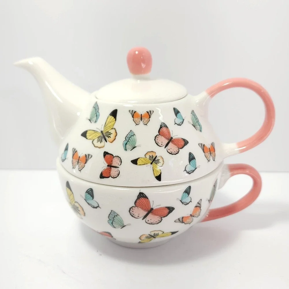 Elum‎ Designs Tea For One Set Cup and Teapot Butterflies